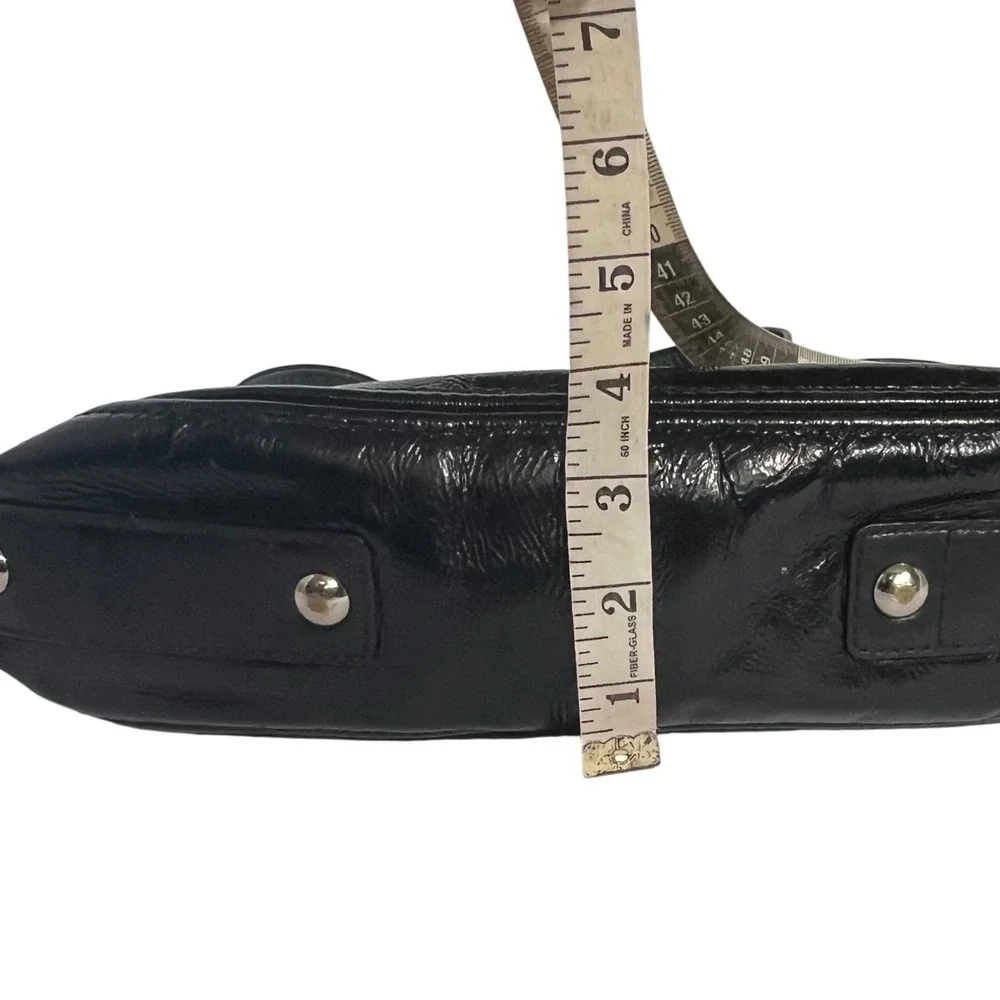 Coach Zoe Hobo Bag Womens Large Black Crinkled Patent Leather F15478